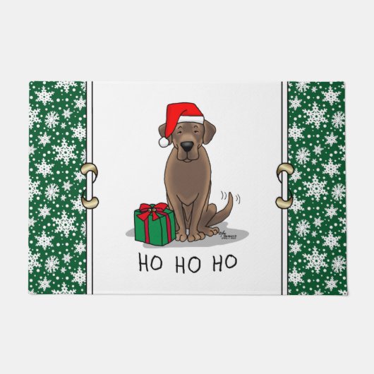 クリスマスサンタチョコレートラブラドールリトリエバーキュート ドアマット (正面)