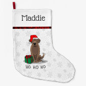 クリスマスサンタチョコレートラブラドールリトリエバーキュート ラージクリスマスストッキング (正面)