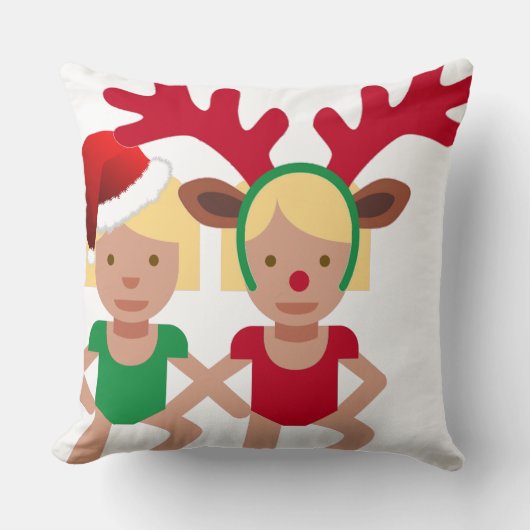 クリスマスサンタツインズ絵文字 クッション (正面)