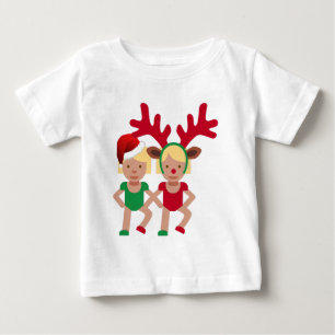 クリスマスサンタツインズ絵文字 ベビーTシャツ