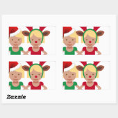 クリスマスサンタツインズ絵文字 長方形シール (シート)