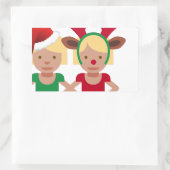 クリスマスサンタツインズ絵文字 長方形シール (バッグ)