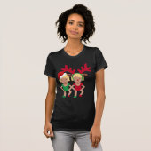 クリスマスサンタツインズ絵文字 Tシャツ (正面フル)