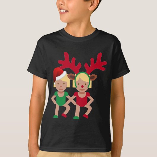 クリスマスサンタツインズ絵文字 Tシャツ (正面)