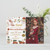 クリスマスサンタツスイートバースデーパーティーの写真 招待状 (スタンド正面)