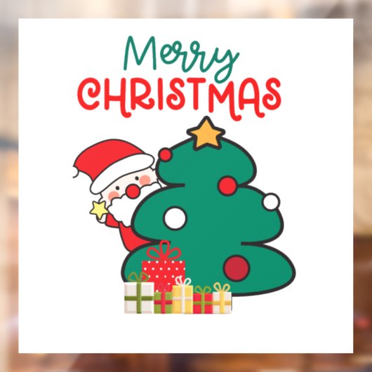クリスマスサンタツリーとギフト ウィンドウサイン (シート2)