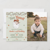 クリスマスサンタツースイーツセカンドバースデーパーティー写真 招待状 (正面)