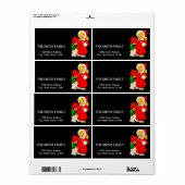 クリスマスサンタデコール（黒背景） ラベル (フルシート)