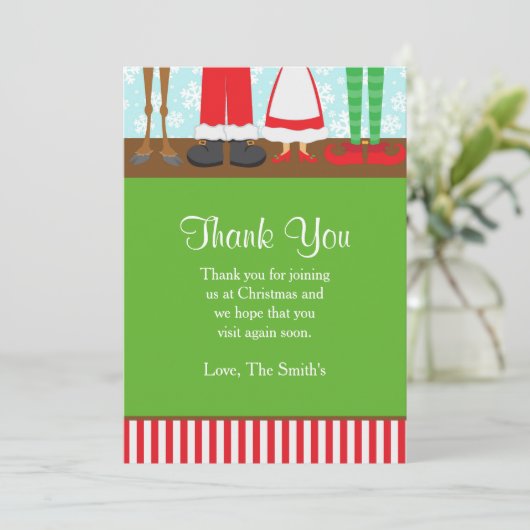 クリスマスサンタトインデア足 サンキューカード (スタンド正面)
