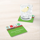 クリスマスサンタトインデア足 スクエアペーパーコースター (インサイチュ)