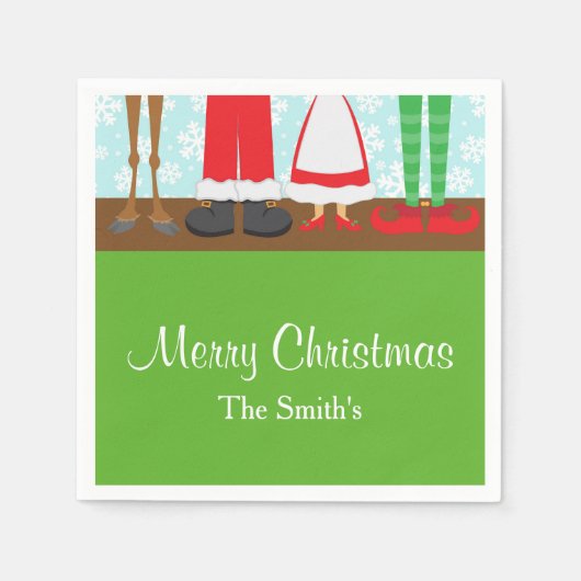 クリスマスサンタトインデア足 スタンダードカクテルナプキン (正面)