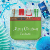 クリスマスサンタトインデア足 ペーパープレート (パーティー)