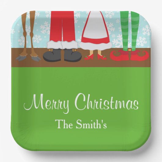 クリスマスサンタトインデア足 ペーパープレート (正面)
