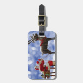 クリスマスサンタトナカイそり雪 ラゲッジタグ (正面縦)