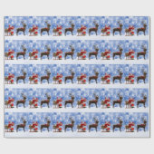 クリスマスサンタトナカイそり雪 ラッピングペーパー (フラット)