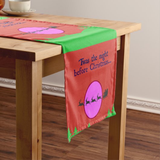 クリスマスサンタトナカイの前の夜だった ショートテーブルランナー (インサイチュ)