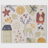 クリスマスサンタトナカイプレゼント ラッピングペーパー (フラット)