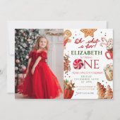 クリスマスサンタトナカイ何おもしろい1st誕生日 招待状 (正面)