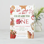 クリスマスサンタトナカイ何おもしろい1st誕生日 招待状 (スタンド正面)