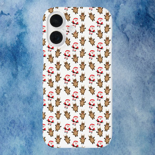 クリスマスサンタトナカイ模様(白) iPhone 16ケース