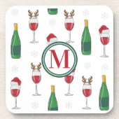 クリスマスサンタトナディアワインスノーモノグラム コースター (正面)