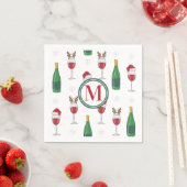 クリスマスサンタトナディアワインスノーモノグラム スタンダードカクテルナプキン (インサイチュ)