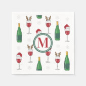 クリスマスサンタトナディアワインスノーモノグラム スタンダードカクテルナプキン (正面)