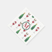 クリスマスサンタトナディアワインスノーモノグラム スタンダードカクテルナプキン (角)