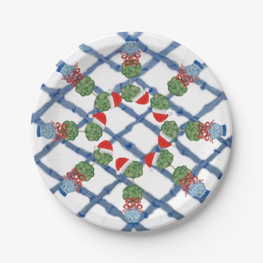 クリスマスサンタトピアリージンジャー ペーパープレート (正面)