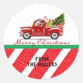 クリスマスサンタトラックステッカー ラウンドシール