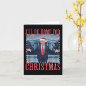 クリスマスサンタトランプおもしろいクリスマスPの家に カード (黄色い花)