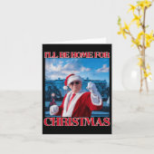 クリスマスサンタトランプおもしろいクリスマスPの家に カード (黄色い花)