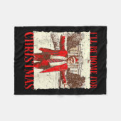 クリスマスサンタトランプおもしろいクリスマスPの家に フリースブランケット (正面(横))