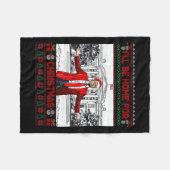 クリスマスサンタトランプおもしろいクリスマスPの家に フリースブランケット (正面(横))