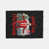 クリスマスサンタトランプおもしろいクリスマスPの家に フリースブランケット (正面(横))