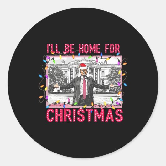クリスマスサンタトランプおもしろいクリスマスPの家に ラウンドシール (正面)