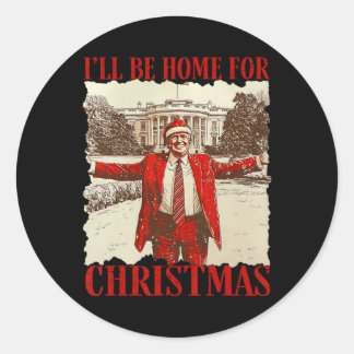 クリスマスサンタトランプおもしろいクリスマスPの家に ラウンドシール