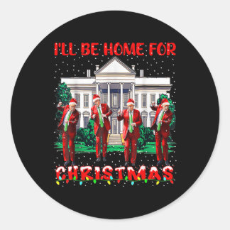 クリスマスサンタトランプおもしろいクリスマスPの家に ラウンドシール