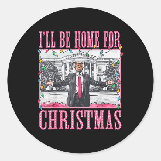 クリスマスサンタトランプおもしろいクリスマスPの家に ラウンドシール (正面)