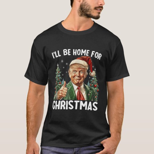 クリスマスサンタトランプおもしろいクリスマスPの家に Tシャツ (正面)