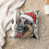 クリスマスサンタドグドイツシェパード装飾用クッション クッション (ブランケット)