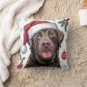 クリスマスサンタドッグチョコレートラボ装飾用クッション クッション (ブランケット)
