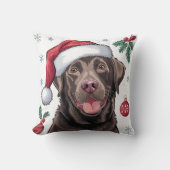 クリスマスサンタドッグチョコレートラボ装飾用クッション クッション (正面)