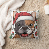 クリスマスサンタドッグフランスのブルドッグ装飾用クッション クッション (ブランケット)