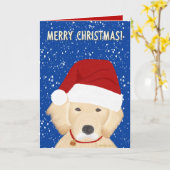 クリスマスサンタドッグ挨拶カード カード (黄色い花)