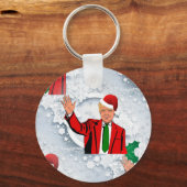 クリスマスサンタドナルドのトランプ キーホルダー (正面)