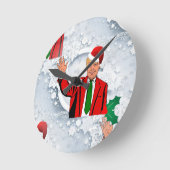 クリスマスサンタドナルドのトランプ ラウンド壁時計 (傾斜)