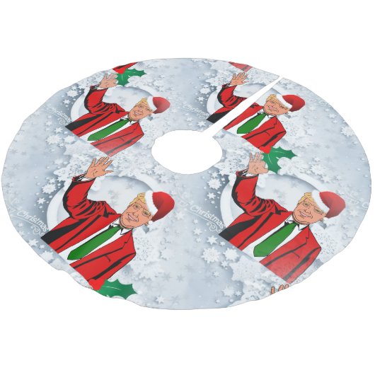 クリスマスサンタドナルドトランプクリスマスツリースカート ブラッシュドポリエステルツリースカート (アングル)