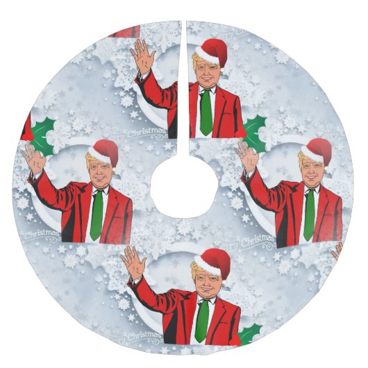 クリスマスサンタドナルドトランプクリスマスツリースカート ブラッシュドポリエステルツリースカート (正面)