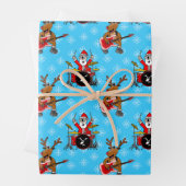 クリスマスサンタドラムズルドルフのギターパターン ラッピングペーパーシート (インサイチュ)